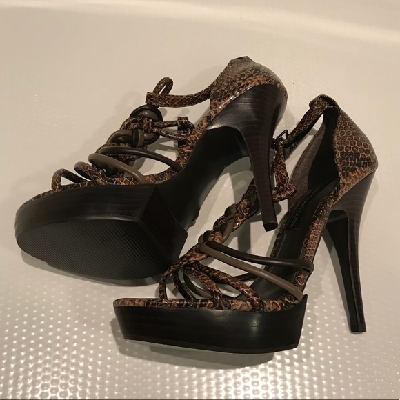 NWOT Steve Madden Luxe Brown Snakeskin Heels - Picture 4 of 6